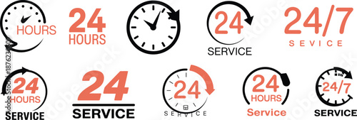 24 Hour Service Logos and Icons