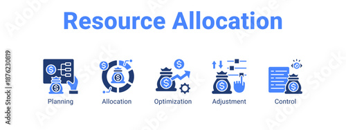 Resource Allocation web banner icon vector illustration concept ,  with icon of Planning, Allocation, Optimization.