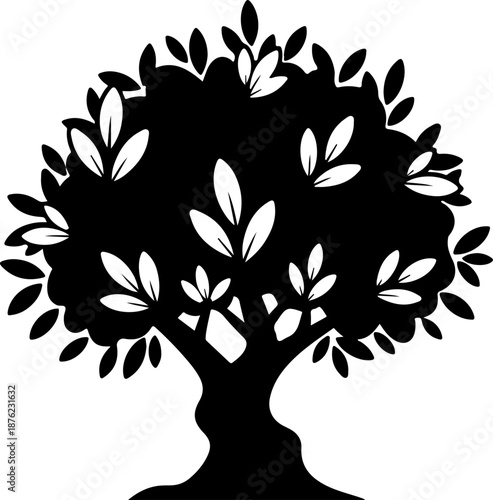 Olive tree silhouette vector illustration