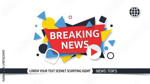 Breaking News Banner with Abstract Geometric Shapes