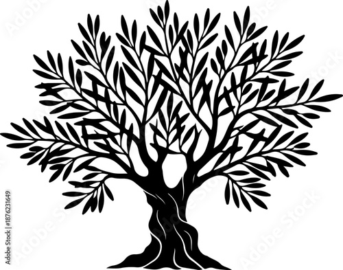 Olive tree silhouette vector illustration