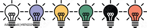 Colorful Light Bulb Icons in a Row