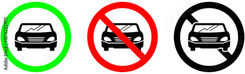 No parking and vehicle entry permitted icons vector for traffic regulation