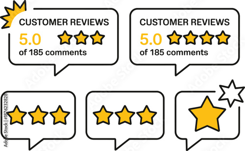 Customer Review Ratings and Comments Icons