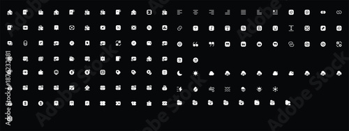 Collection of white vector icons for web and mobile applications