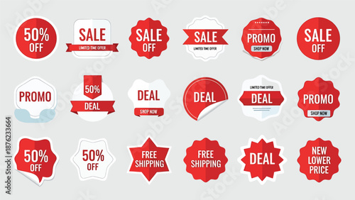 Colorful Sale and Discount Ribbon Banners Set