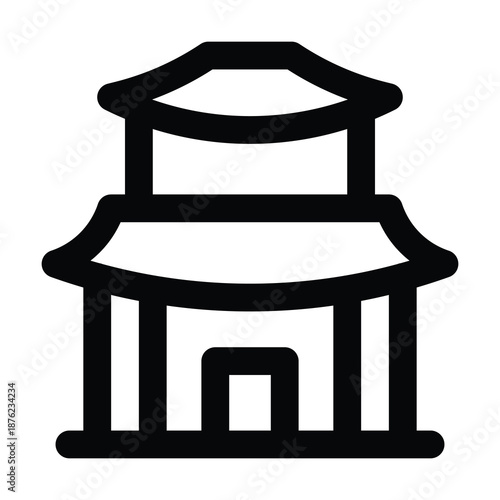 Asian pagoda temple outline icon vector illustration