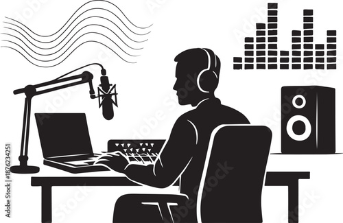 shillhoutee of dj control the sound intensity