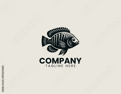 Nile tilapia black vector logo illustration