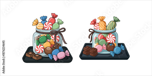 Cartoon sweet bonbon sweetmeats candy kids food sweets mega collection isolated on white background