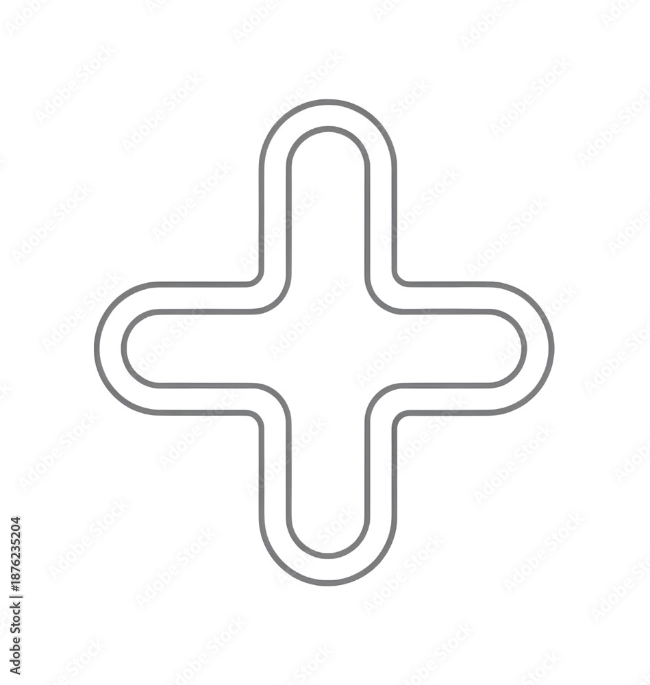 Fototapeta premium 白い背景にグレーの丸みを帯びたプラス記号のアイコン