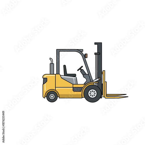 Yellow Forklift Truck Vehicle Icon - Industrial Equipment Illustration