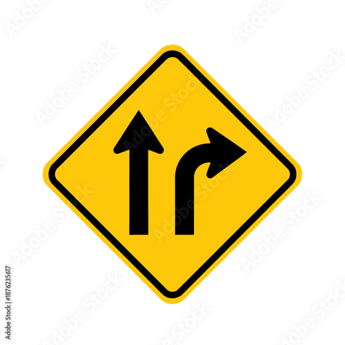 Traffic Sign: Straight Ahead and Right Turn Lane Yield