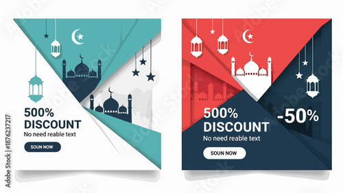 Colorful Sale and Discount Ribbon Banners Set