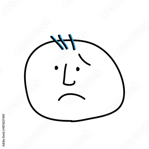 まるい顔の男性の困った顔