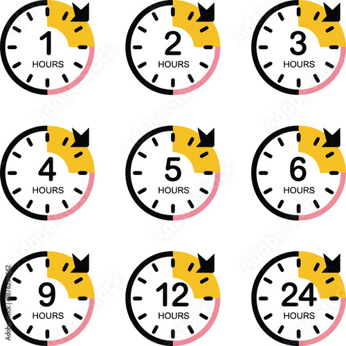 Time Interval Clock Icons