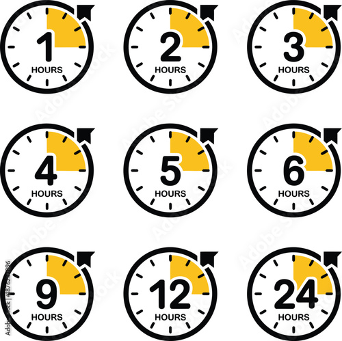 Time Interval Clock Icons