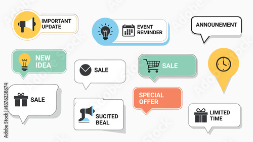 Colorful Sale and Discount Ribbon Banners Set