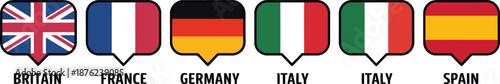 European Country Flags in Speech Bubbles