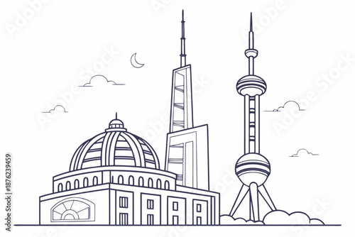 Futuristic Ai Architecture Illustration  Minimal V (1) Vector Icon Illustration