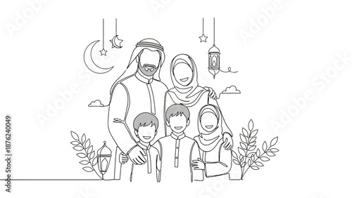 happy muslim family ramadan illustration