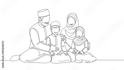 muslim family sitting together, ramadan concept