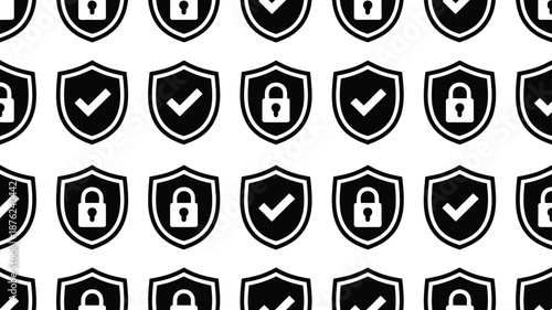 Security Shield Icons with Locks and Checks