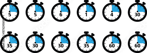 Stopwatch Timers Showing Various Seconds