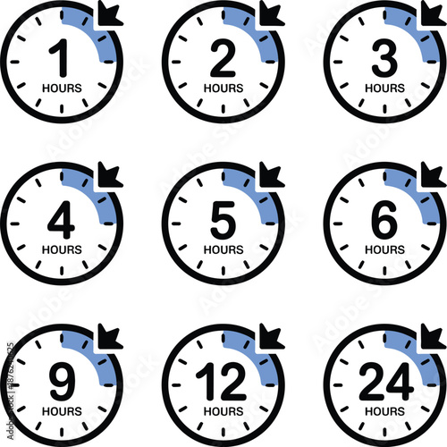 Time Interval Clock Icons