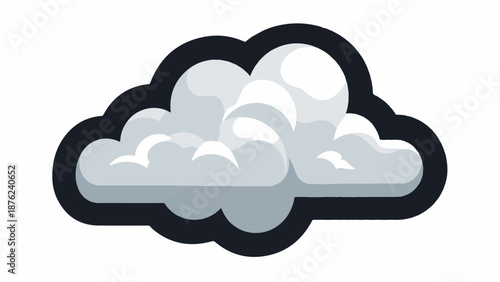 Stylized representation of a grey cloud with a dark outline against a white background