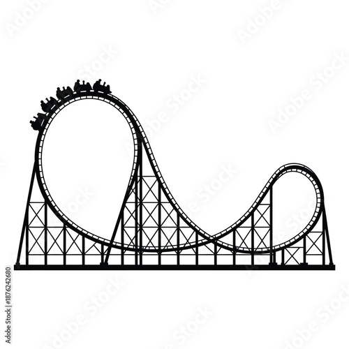 a black and white image of a roller coaster