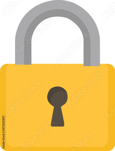 Secure padlock with gray shackle and yellow body