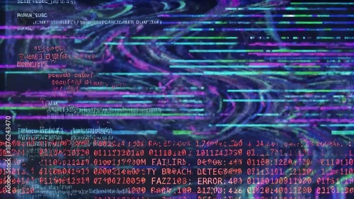 Glowing digital code streams swirling in a futuristic cyber attack simulation