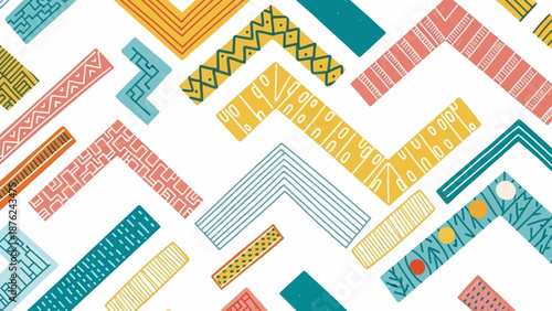 Vibrant geometric patterns in colorful zigzag shapes