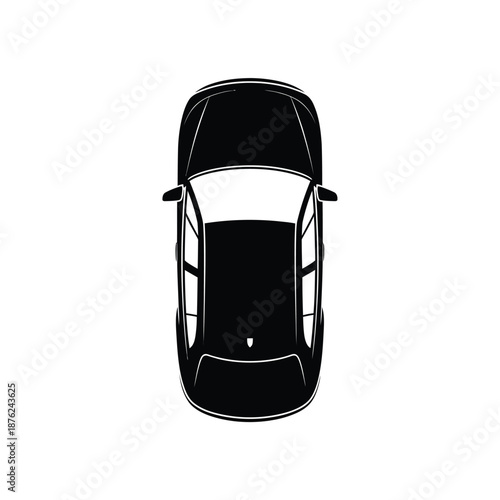 top view of a car with a solid black body