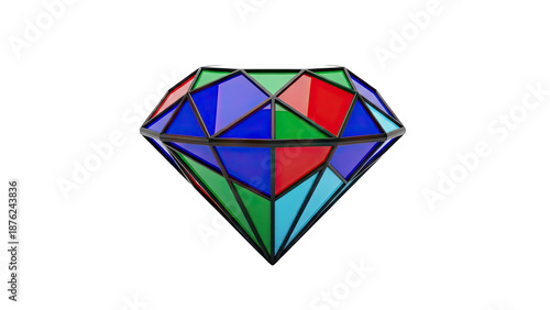 Geometric Diamond with Stained Glass Facets