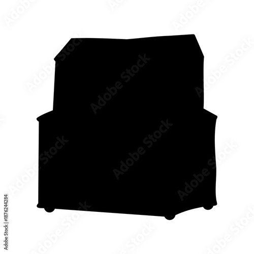 Silhouette of a Classic TwoTiered Rolling Cart with Angled Top Section