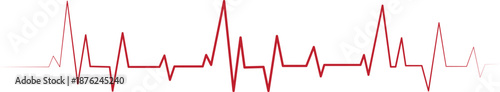 Red heartbeat waveform line isolated on white background. ECG pulse graph representing heart rate, health, and medical monitoring. Minimal cardiology symbol for healthcare, fitness, and data 