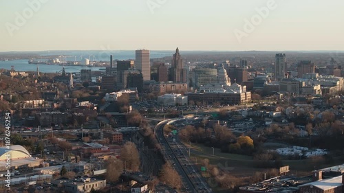 Wallpaper Mural Drone footage of Downtown Providence. Shot on an autumn day in Rhode Island. Torontodigital.ca