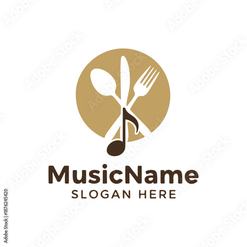 Elegant Gold and Brown Music Restaurant Logo