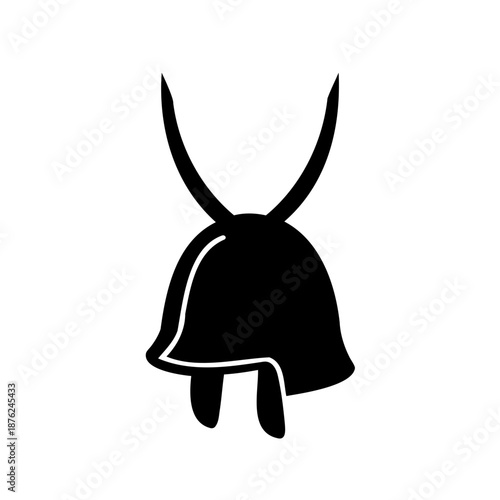 Black silhouette of a Sardinian traditional mask on a white background