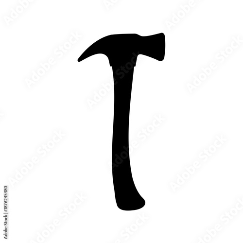 Silhouette of a claw hammer tool, a symbol of construction and craftsmanship