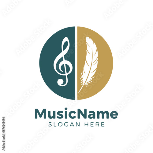 Elegant Treble Clef and Feather Quill Writing Logo