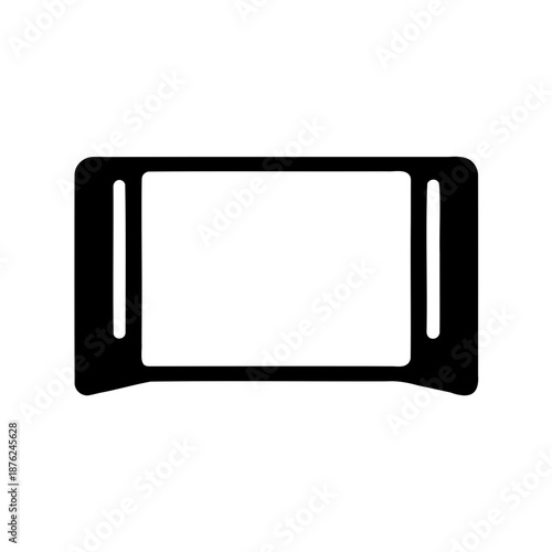 This is a Gloss Black Central Console Navigation Panel Trim for a Dodge Challenger