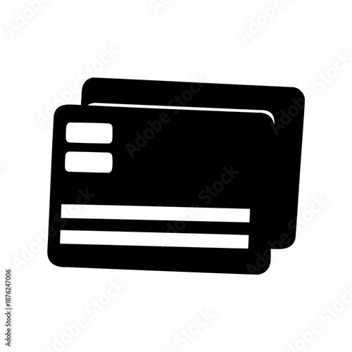 Two Black and White Credit or Debit Cards Overlapping Each Other Icon