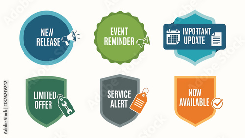 Six Notice Badges with Alerts and Offers