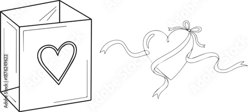 Gift box with heart and ribbon