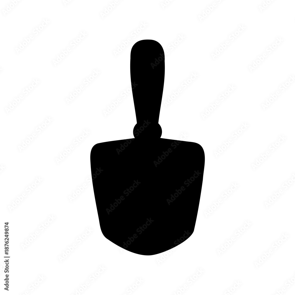 Obraz premium Black silhouette of a trowel for gardening against a white background
