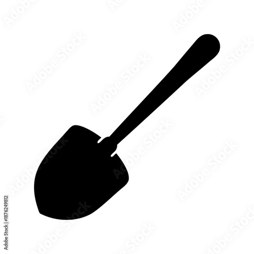 Black silhouette of a shovel, tool used for digging and gardening