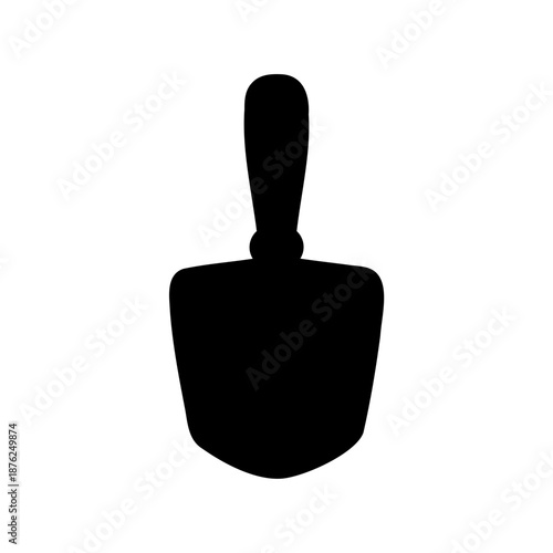Black silhouette of a trowel for gardening against a white background